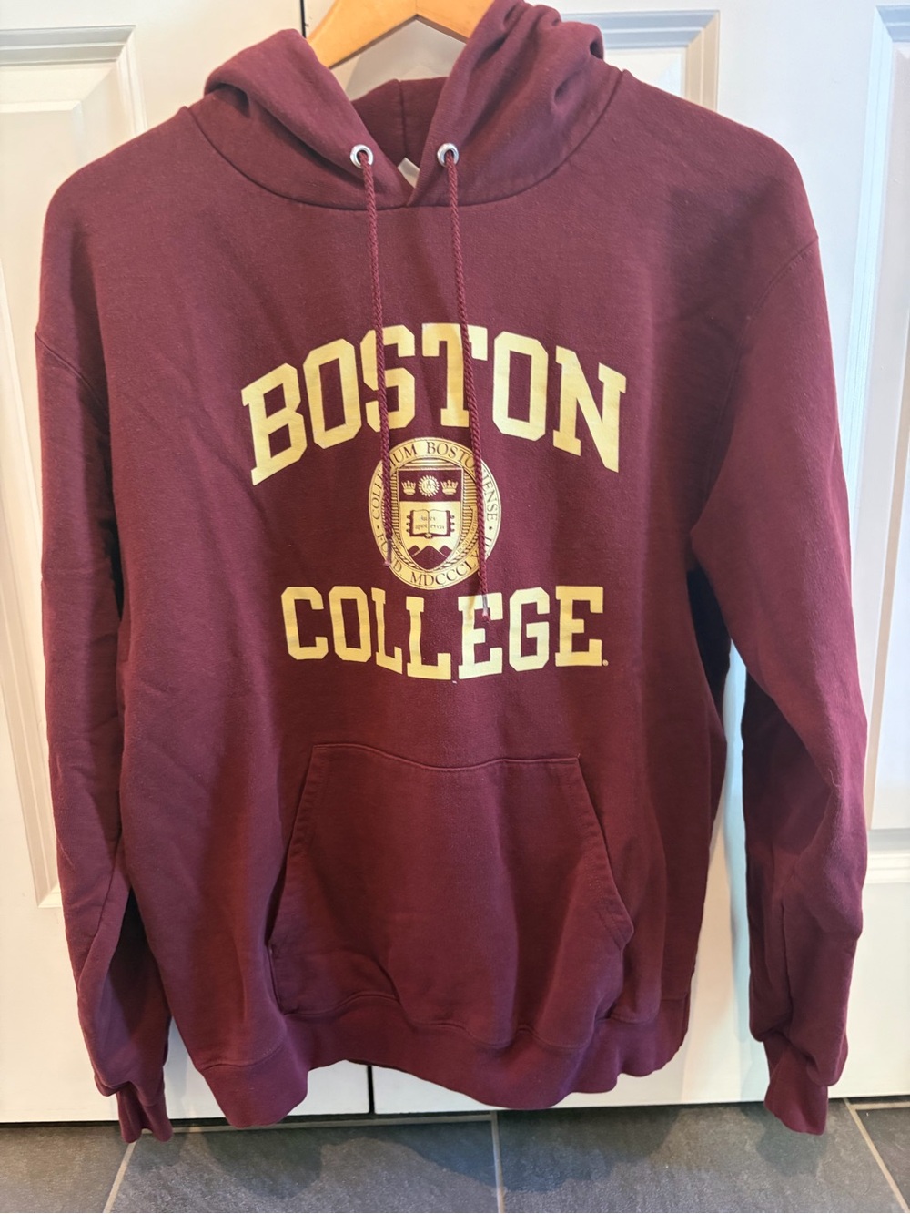 Champion Maroon Boston College Hoodie with Cream Lettering